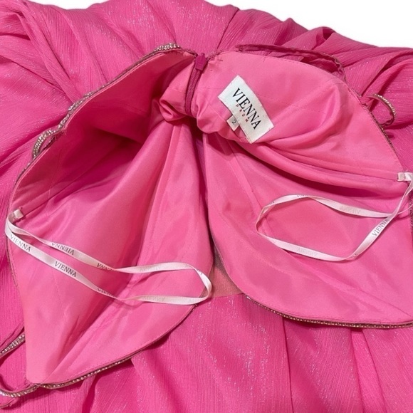 Vienna Prom Dress Pink with Silver Rhinestones Size 2 - Picture 8 of 12